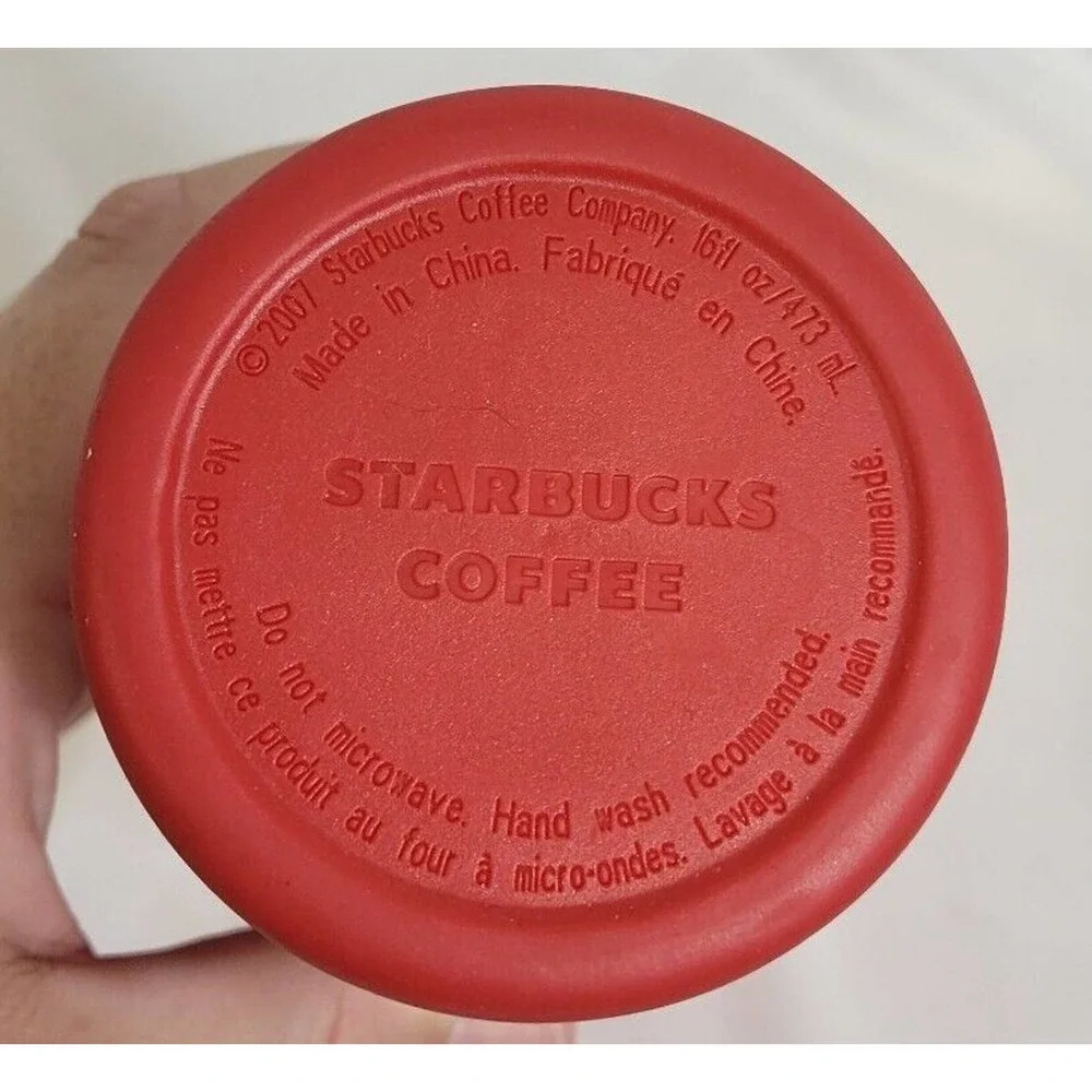 Starbucks 2007 Holographic Red & White Peppermint Candies Travel 16oz Coffee Mug